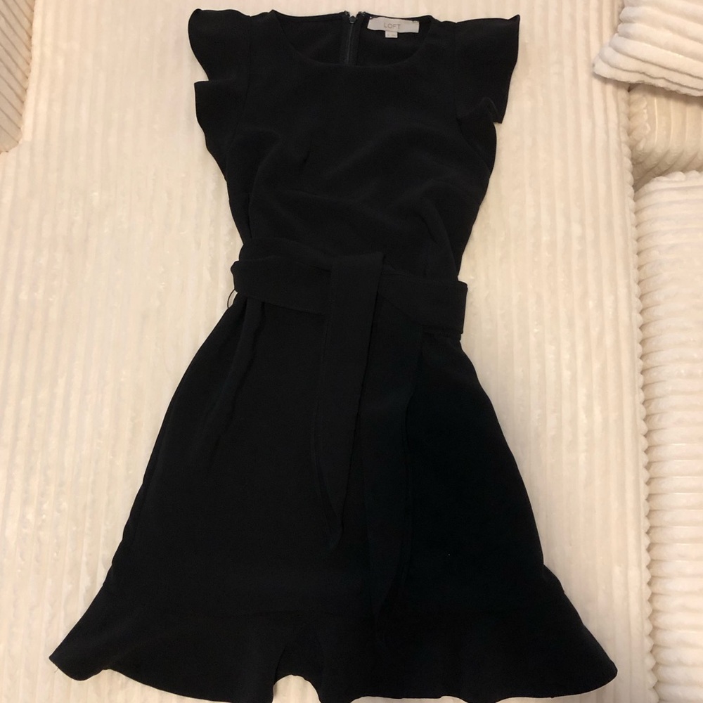 LOFT Black Flutter Dress